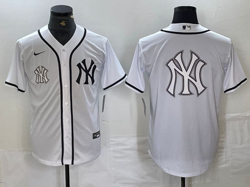 Men New York Yankees Blank White Third generation joint name Nike 2024 MLB Jersey style 8
